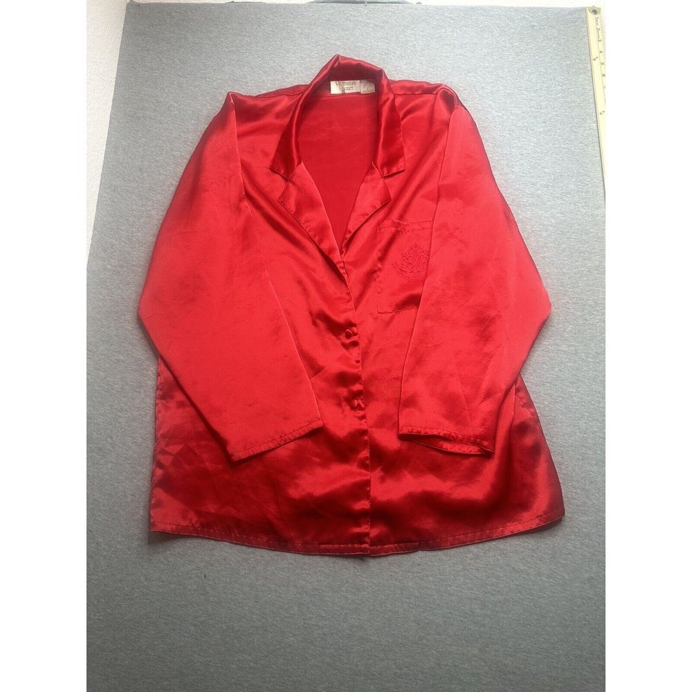 Vintage Victoria's Secret Gold Label‎ Pink Satin Button Up Top Small